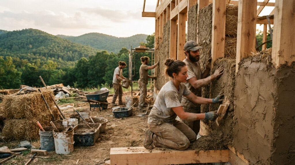 hempcrete straw clay natural building Batesville Arkansas
