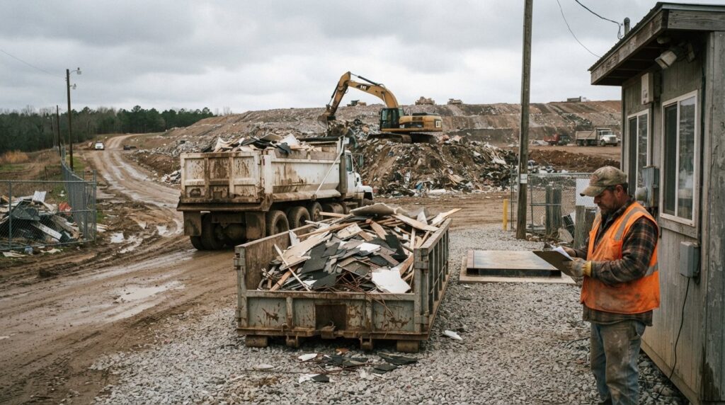 landfill requirements tipping fees construction debris Arkansas