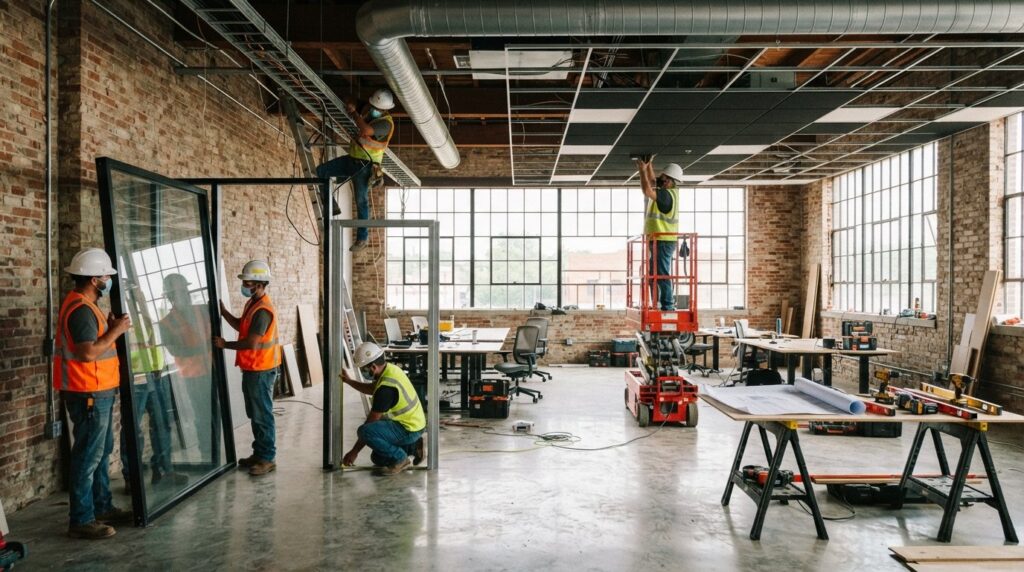 coworking flexible office construction Arkansas