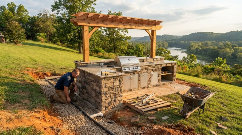 outdoor kitchen construction Batesville Arkansas design