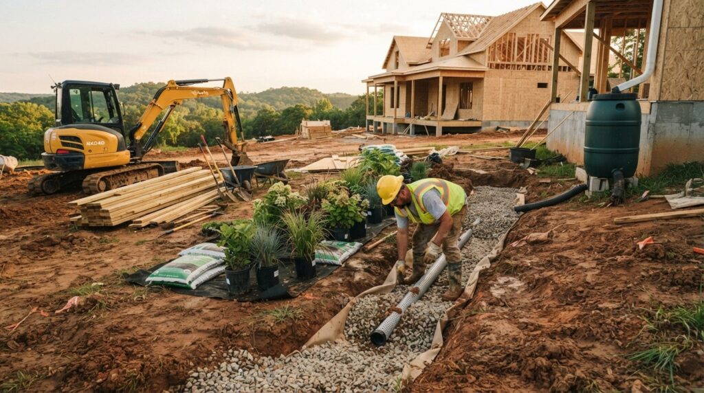 sustainable landscaping site integration new Batesville homes